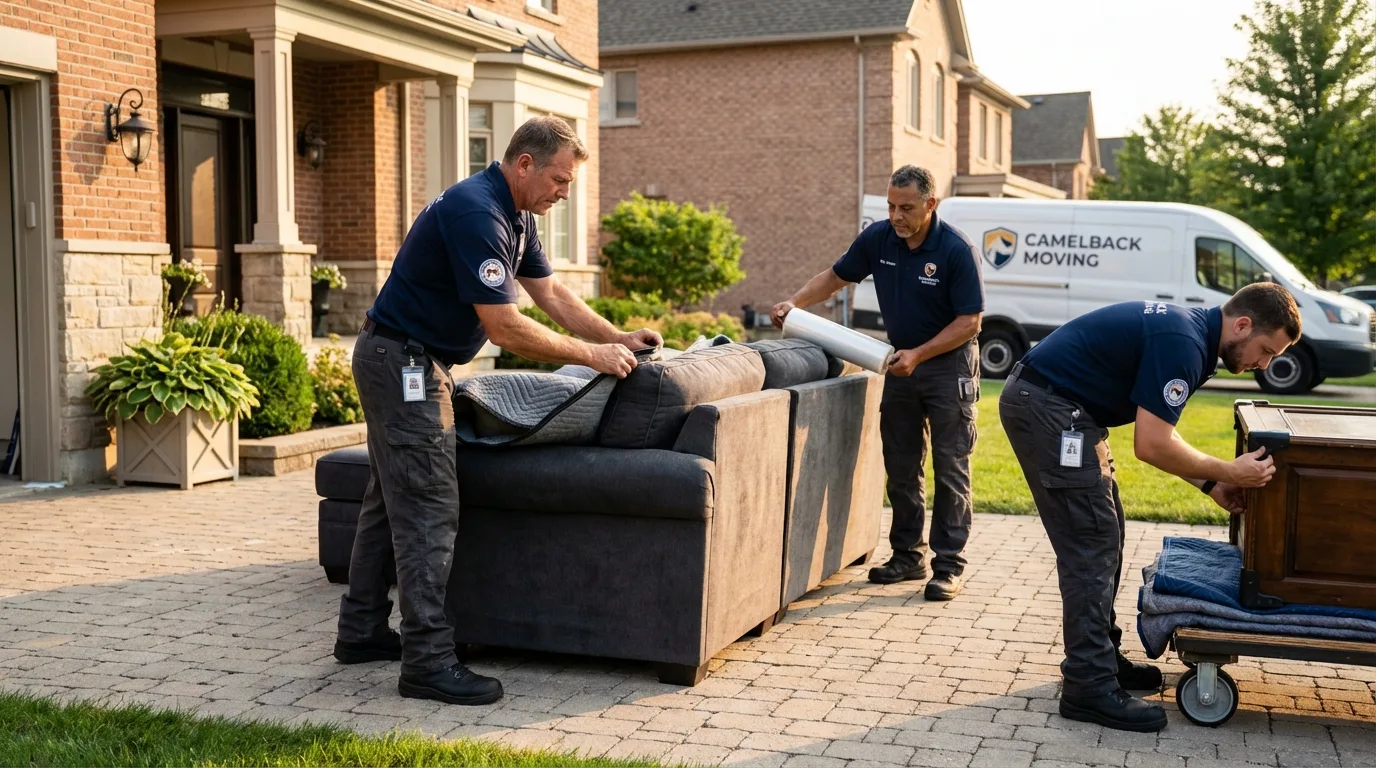 Large estate moving crew wrapping furniture in Gladewater, TX